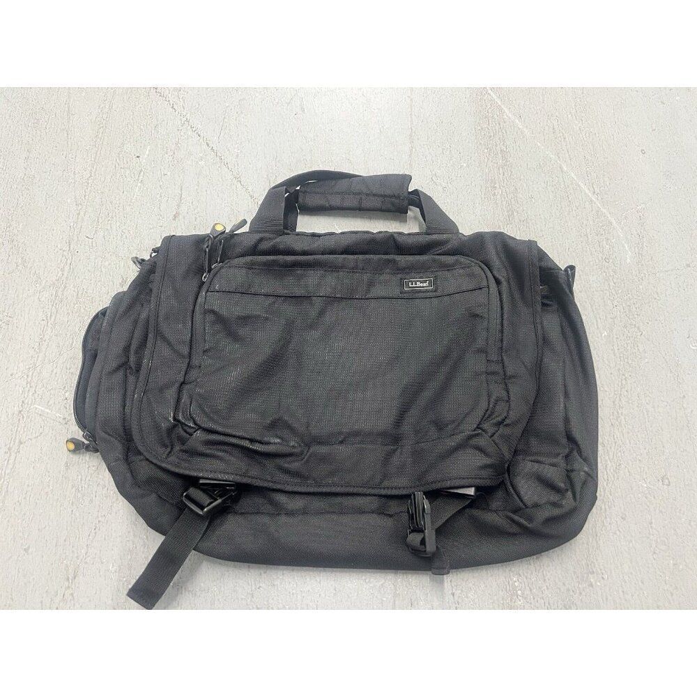 Vintage VGT LL Bean Black Padded Shoulder Laptop Messenger Bag Satchel